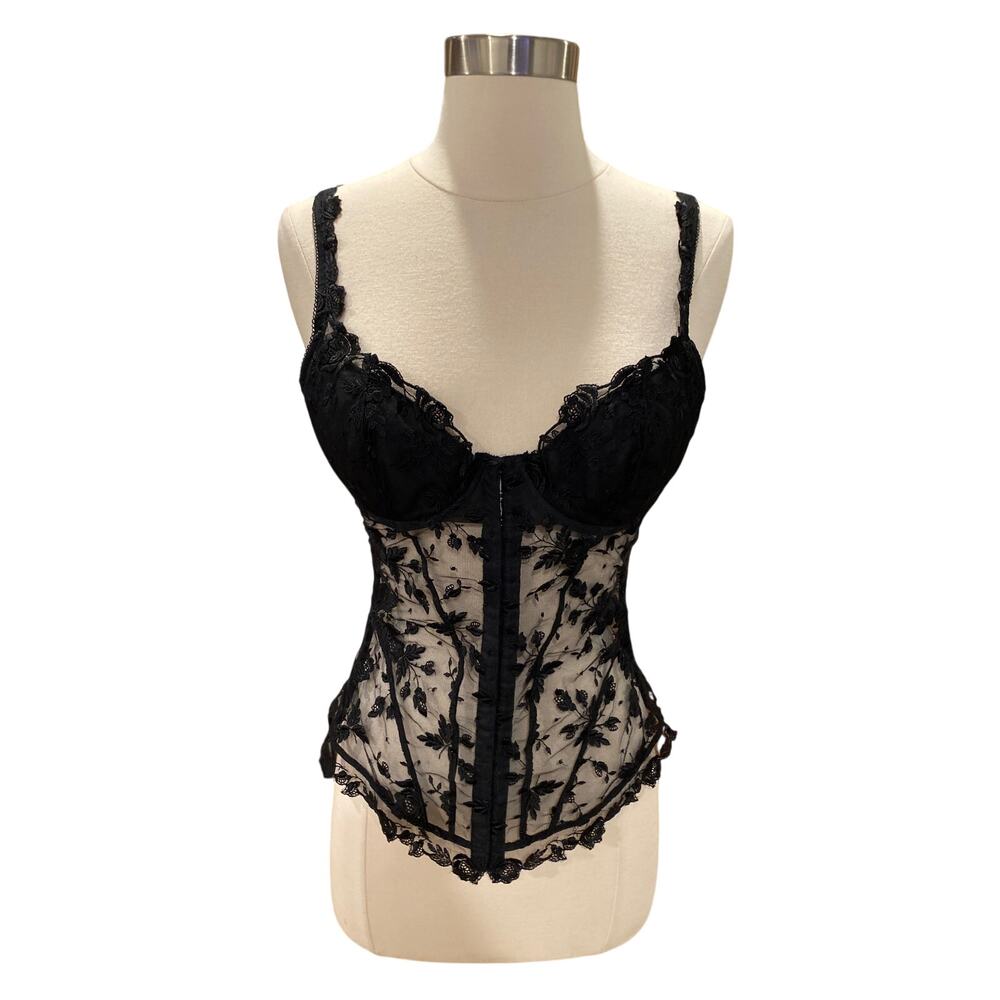 SOLD! La Perla Black Lace Corset Bustier Y2K Made in Italy